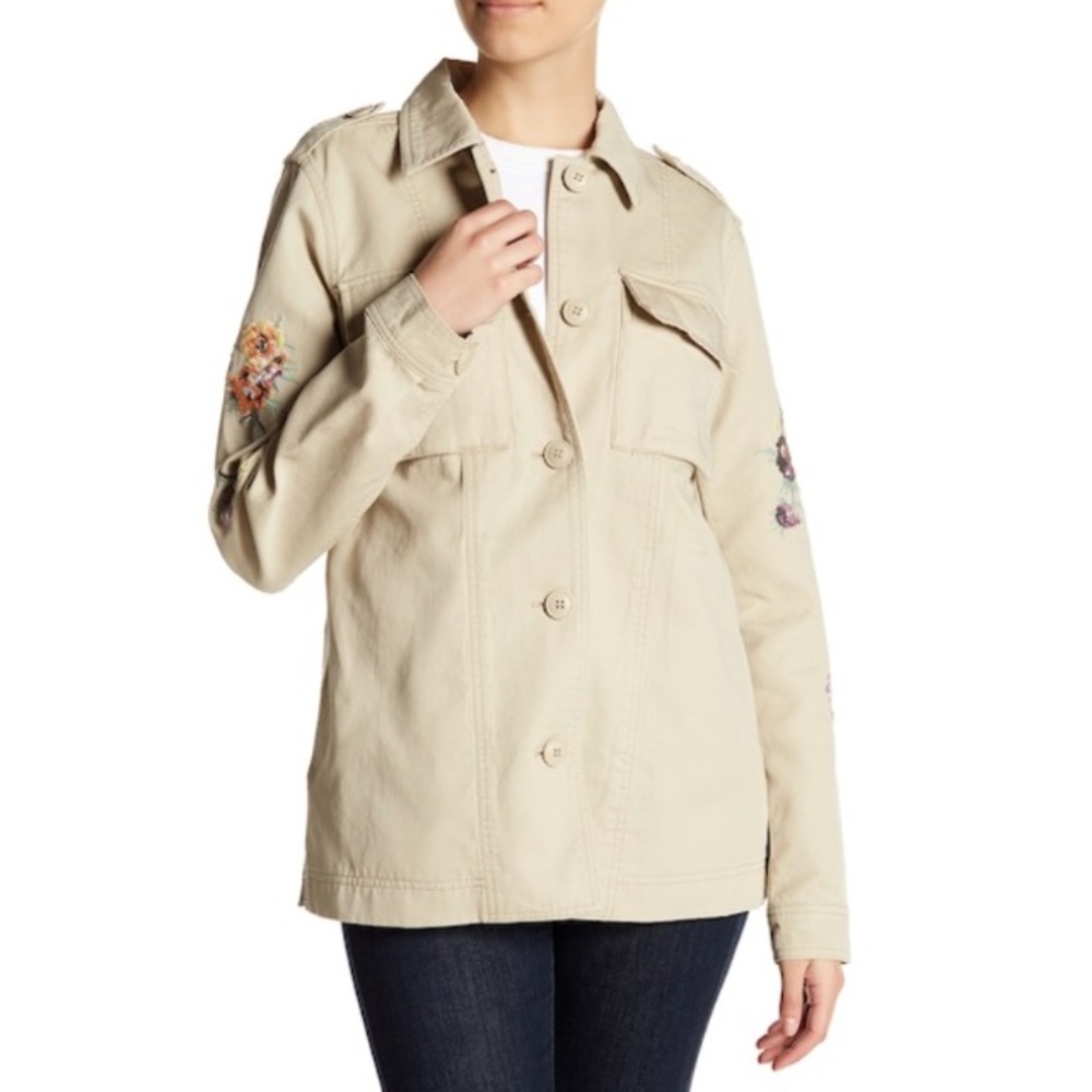 LEVI'S Floral Embroidered Khaki Utility Shacket